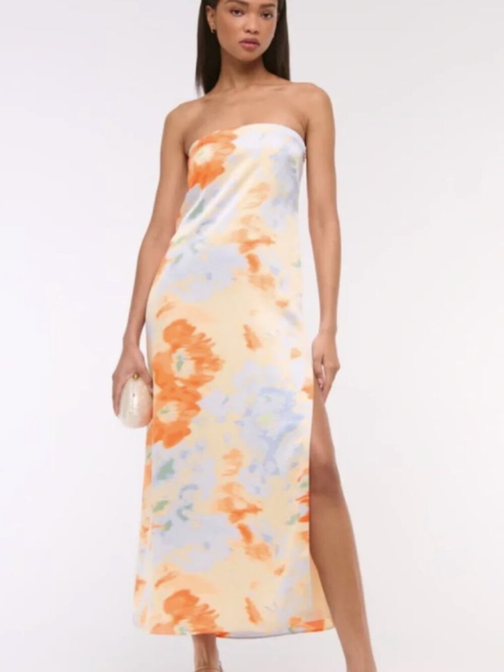 Abercrombie & Fitch A&F Julia Strapless Satin Maxi Slip Dress Size S NWT
